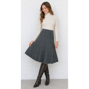 NWT Sacred Threads OS M L Smoke Gray Cable Knit Flared Long Skirt